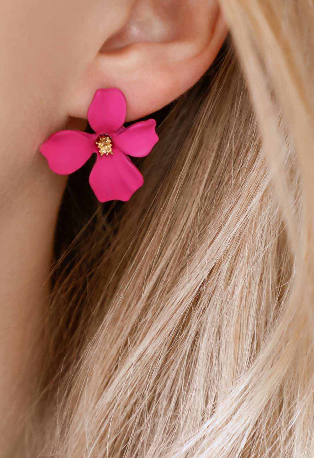 Always Chic Pink Flower Earrings-92097