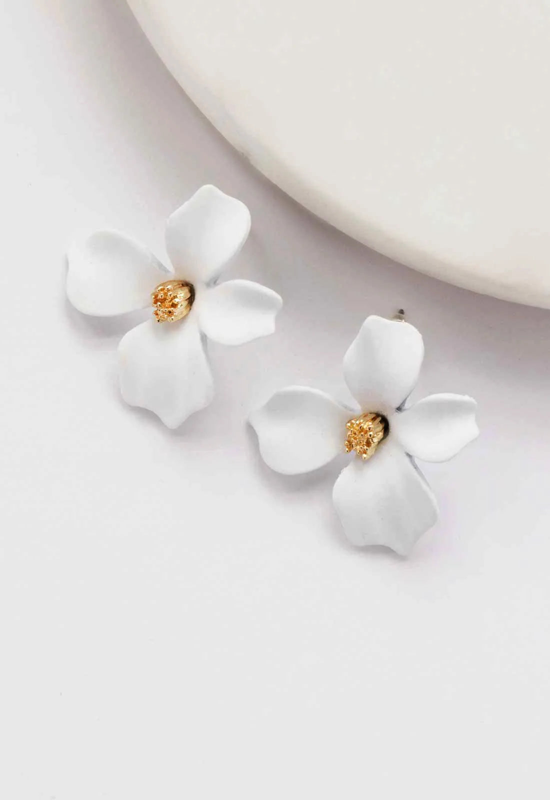 Always Chic White Flower Earrings-0