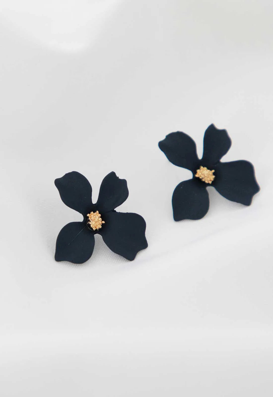 Always Chic Navy Flower Earrings-92110