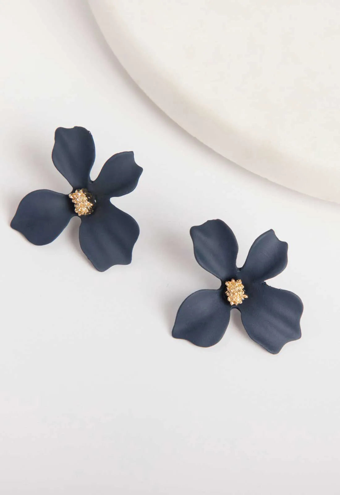 Always Chic Navy Flower Earrings-0