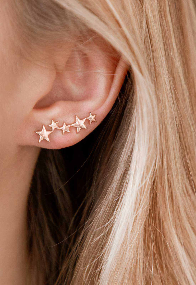 Always Chic Rose Gold Star Climber Earrings