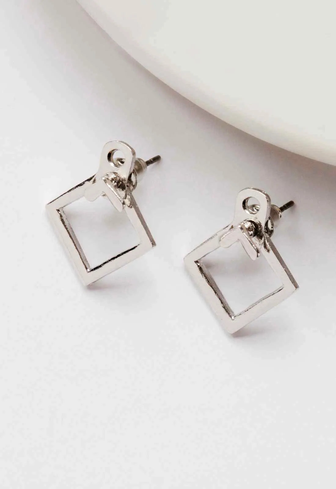 Always Chic Silver Geometric Stud Earrings-0