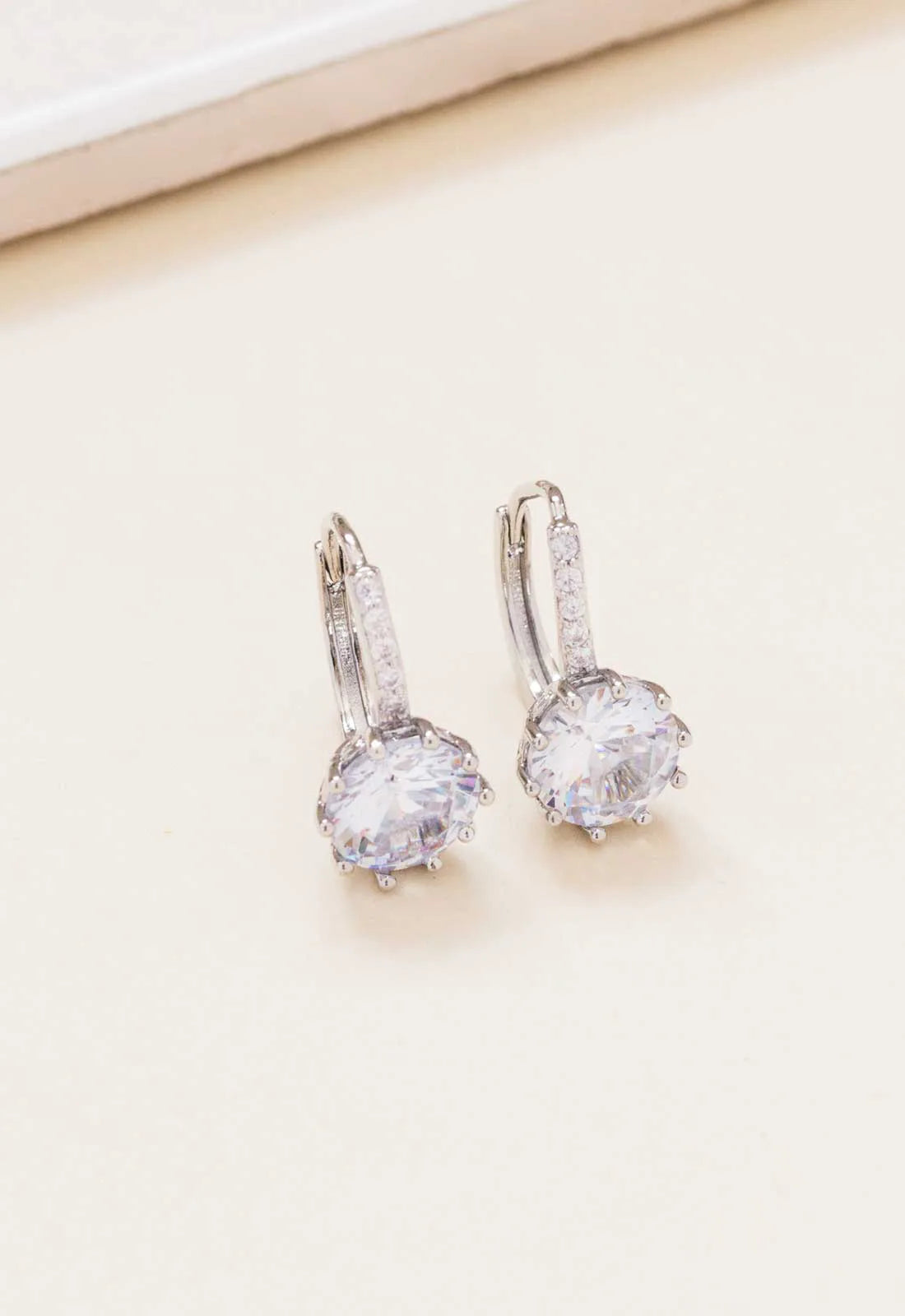 Always Chic Silver Crystal Hoop Earrings-91627