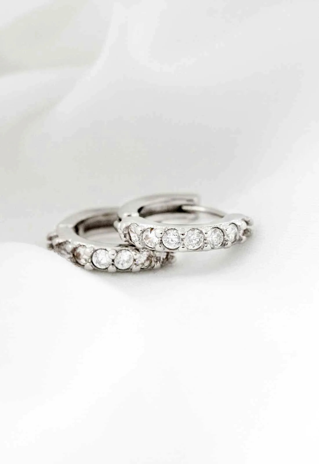 Always Chic Silver Crystal Huggie Hoop Earrings-0