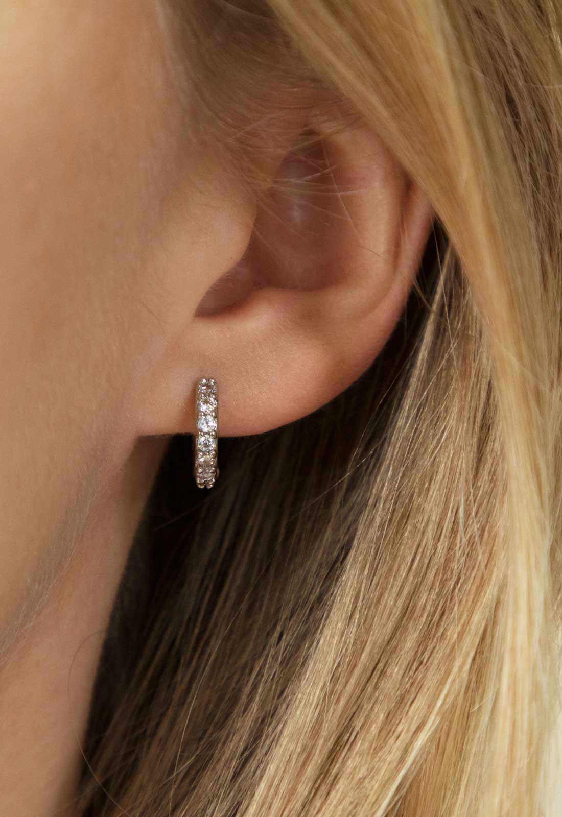 Always Chic Silver Crystal Huggie Hoop Earrings-92173