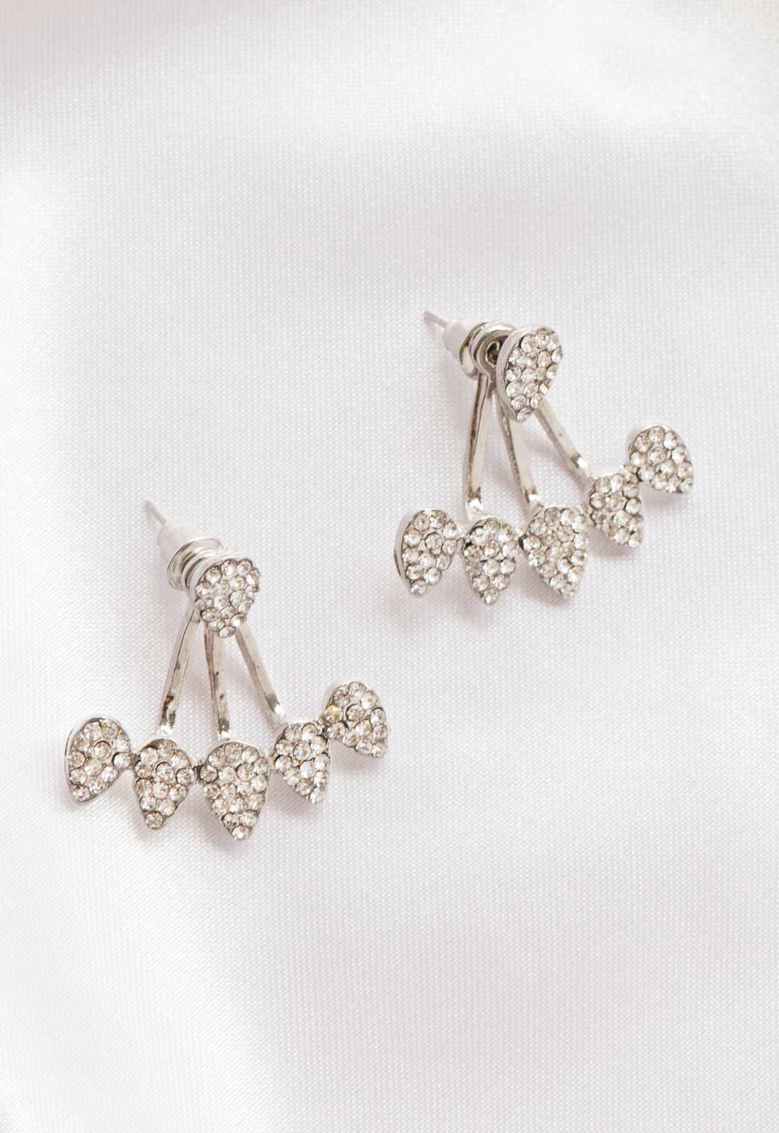 Always Chic Silver Petal Crystal Jacket Earrings-92179