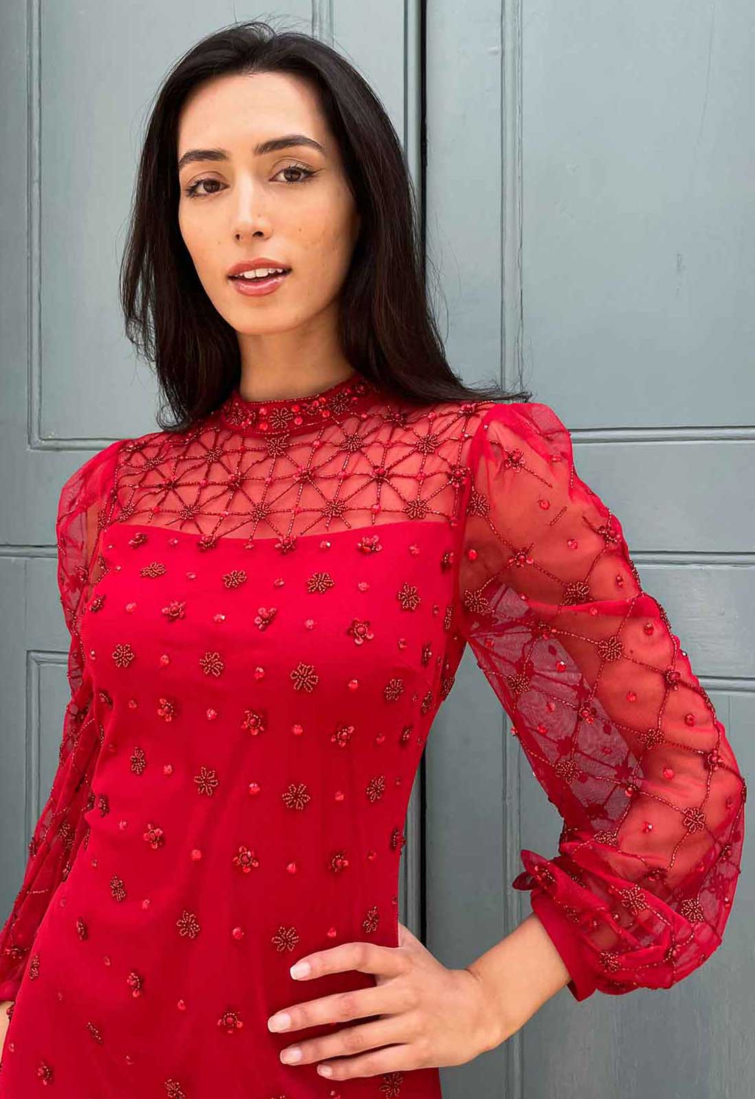 Raishma Couture Red Adele Dress-120048