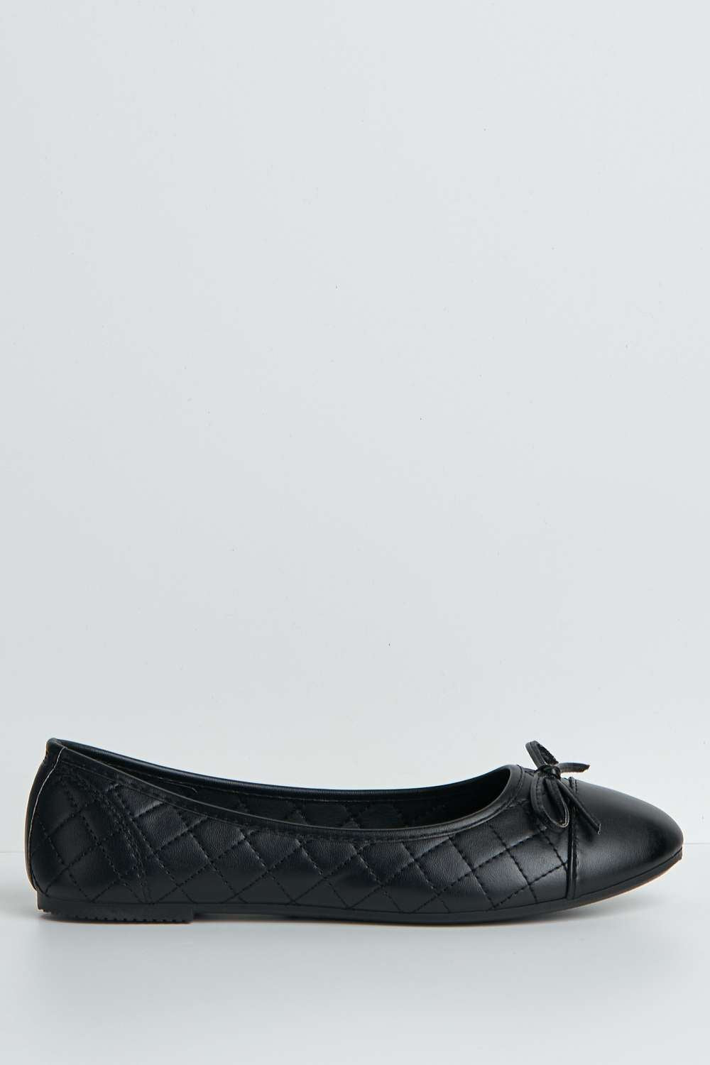 Miss Diva Black Arrica Bow Detail Flat Pumps