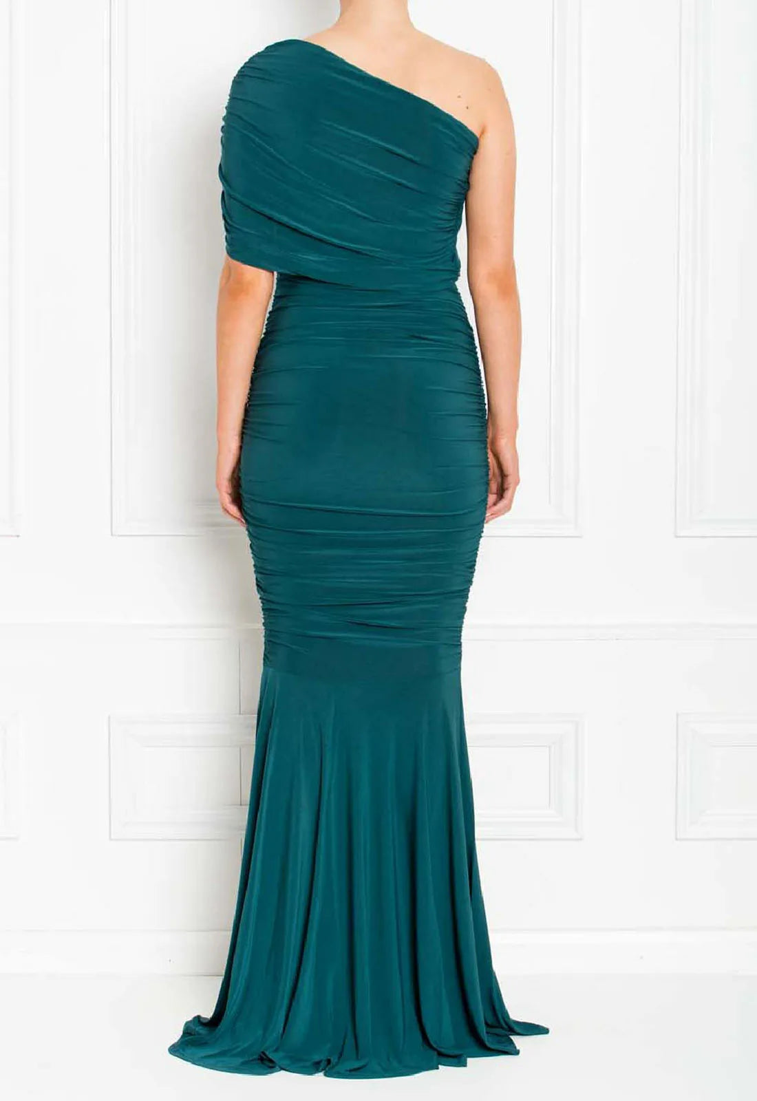 Honor Gold Forest Green Alice One Shoulder Maxi Dress-62715