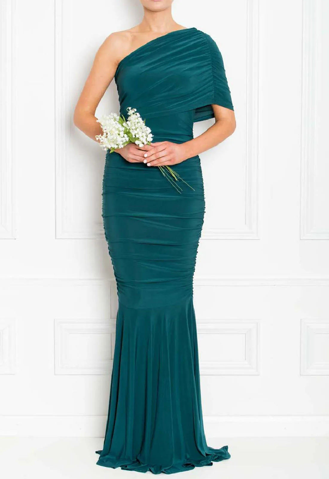 Honor Gold Forest Green Alice One Shoulder Maxi Dress-62718