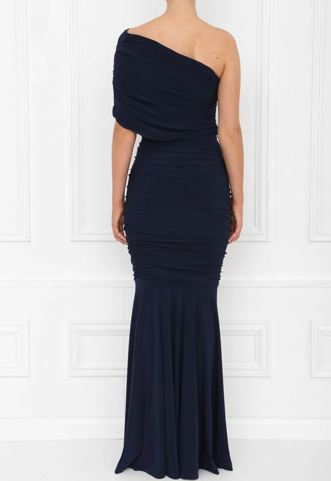 Honor Gold Alice Navy One Shouldered Fishtail Maxi dress -40133