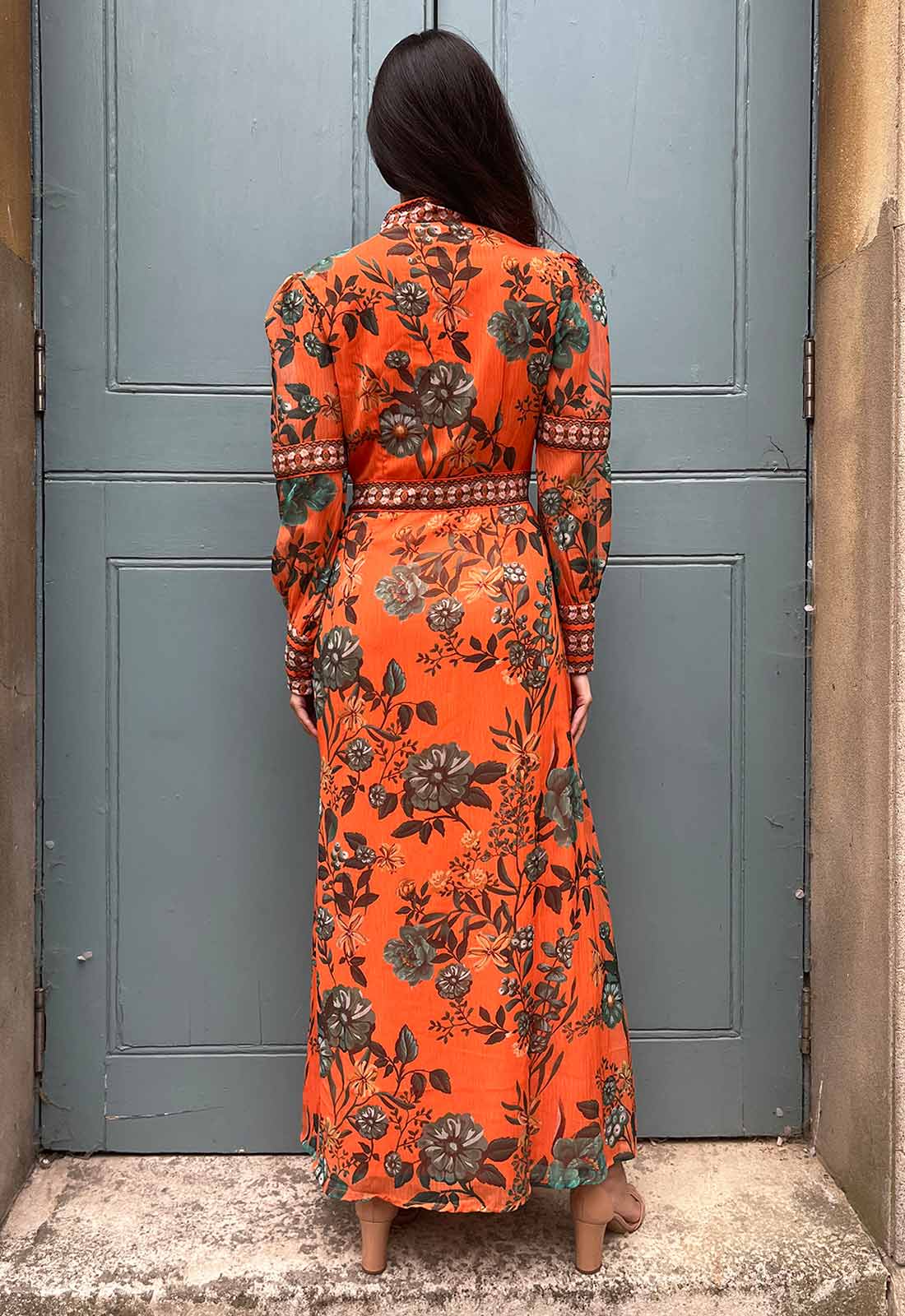 Raishma Studio Orange Aspen Floral Maxi Dress-114132