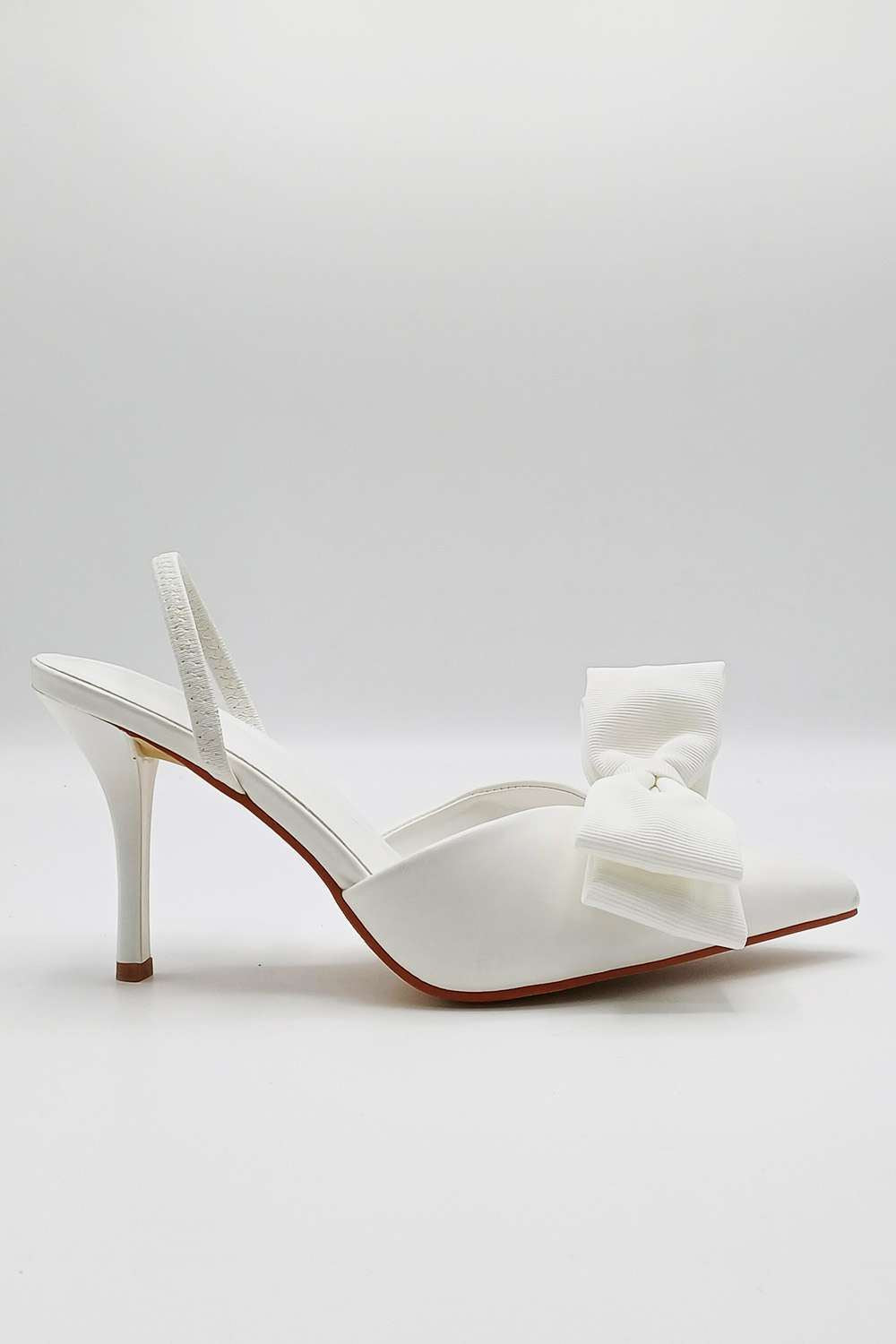 Jaycee Bow Detail Slingback Court Shoes in White