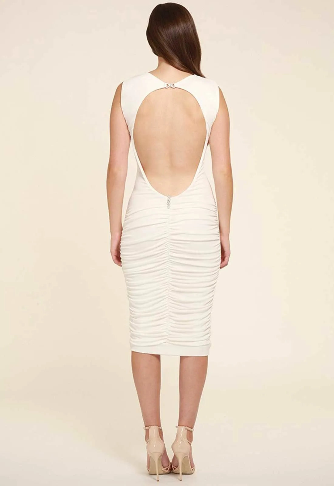 Honor Gold Bella White Backless Midi-21206