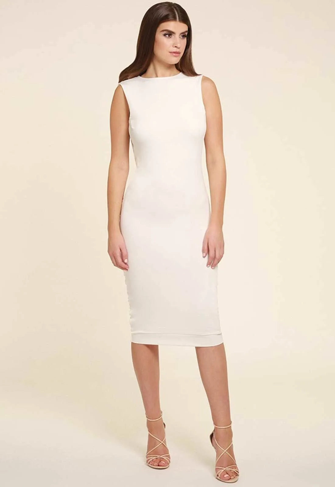 Honor Gold Bella White Backless Midi-21205