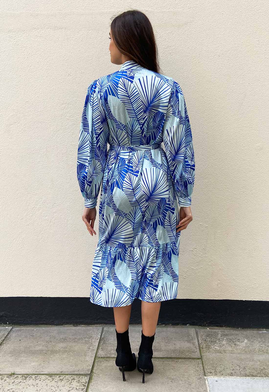 Raishma Studio Blue Kati Print Midi Dress-106536