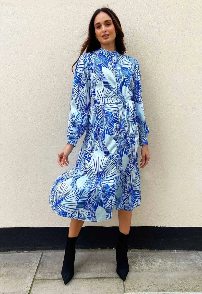 Raishma Studio Blue Kati Print Midi Dress