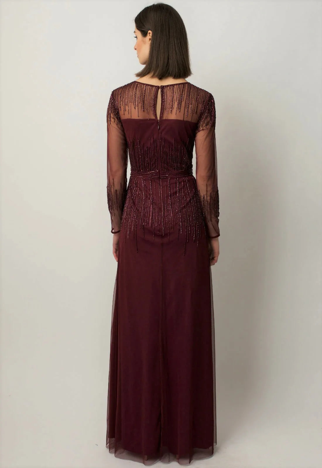 Raishma Burgundy Laurel Evening Dress-79635
