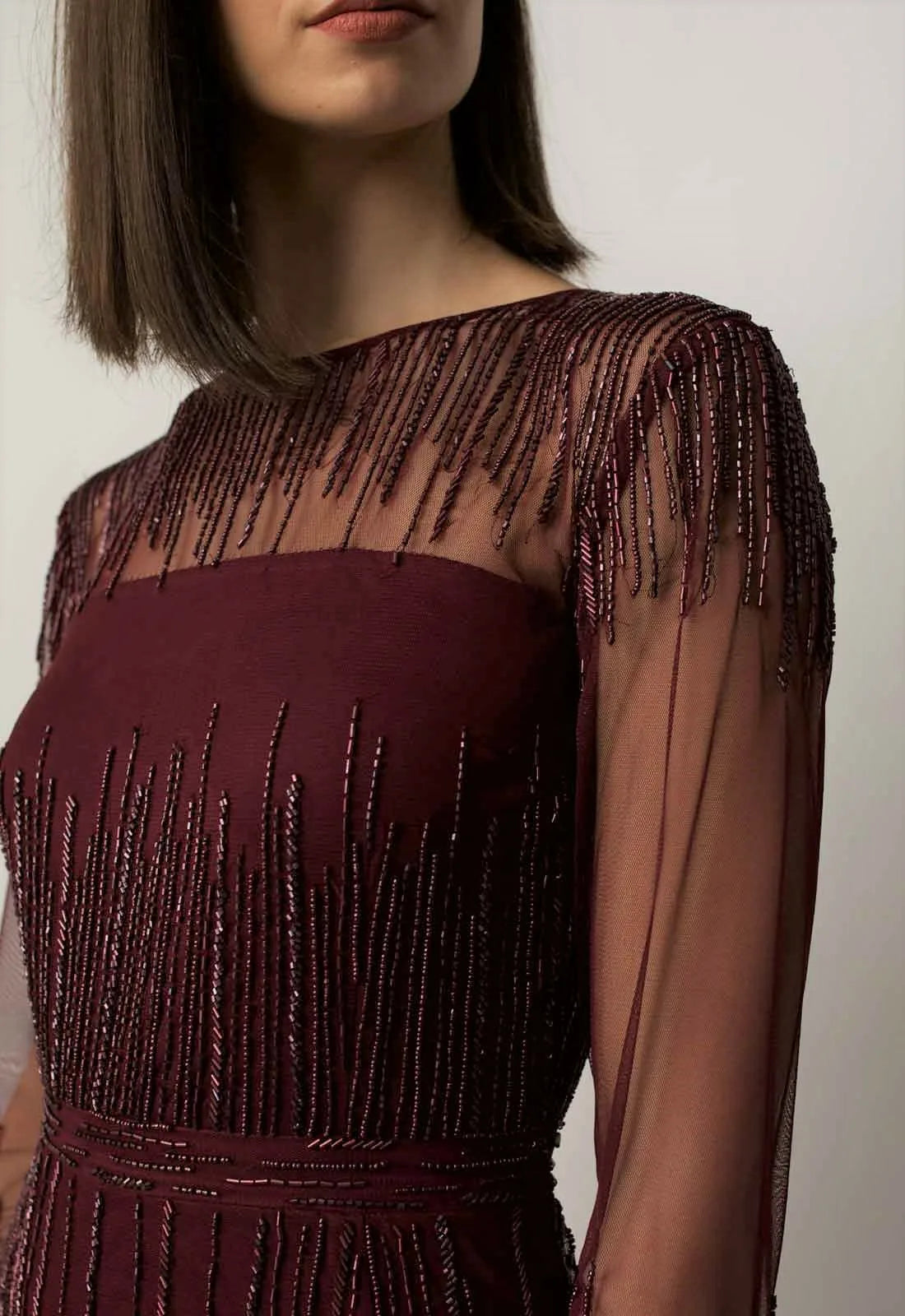 Raishma Burgundy Laurel Evening Dress-79634