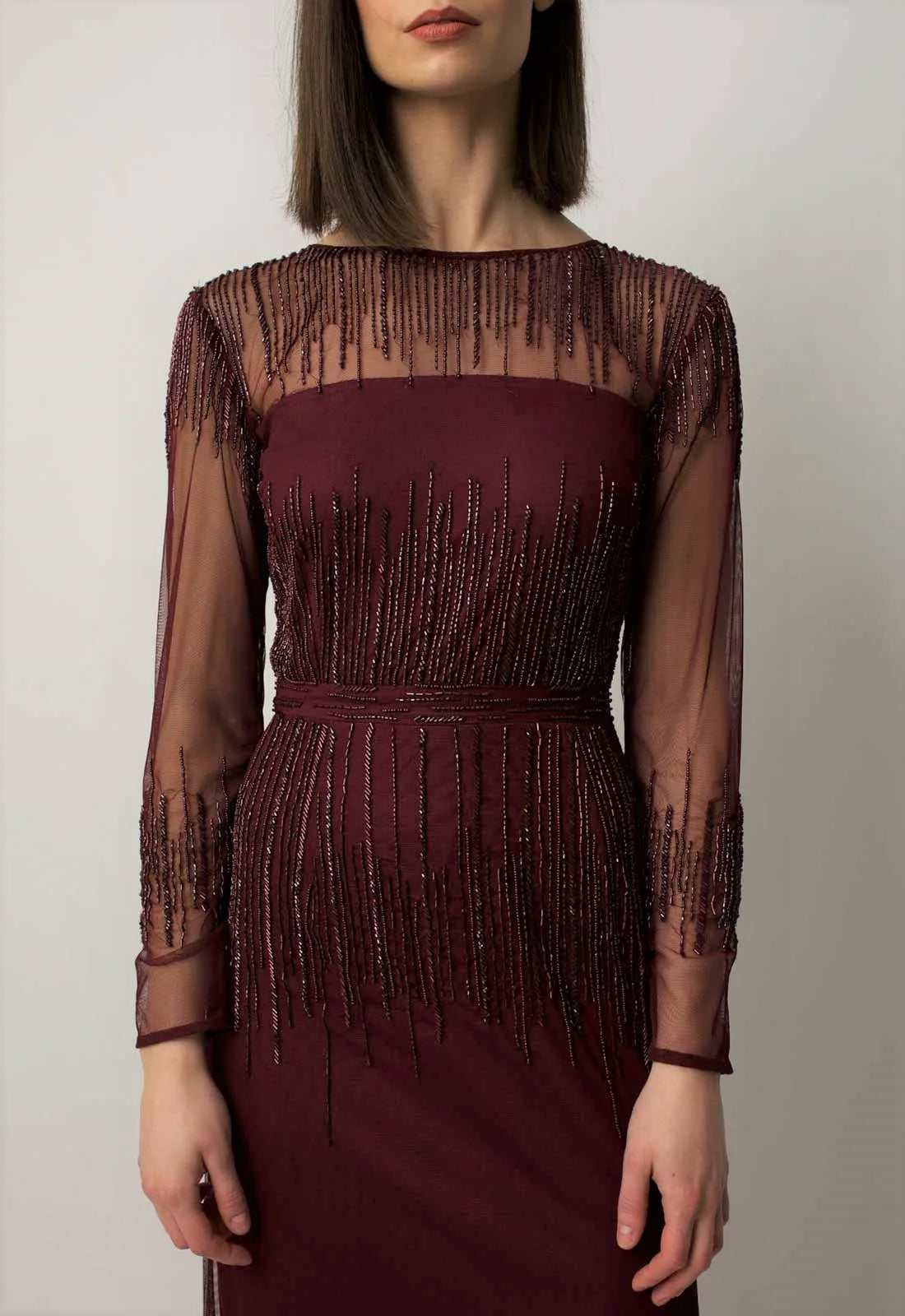 Raishma Burgundy Laurel Evening Dress-79633