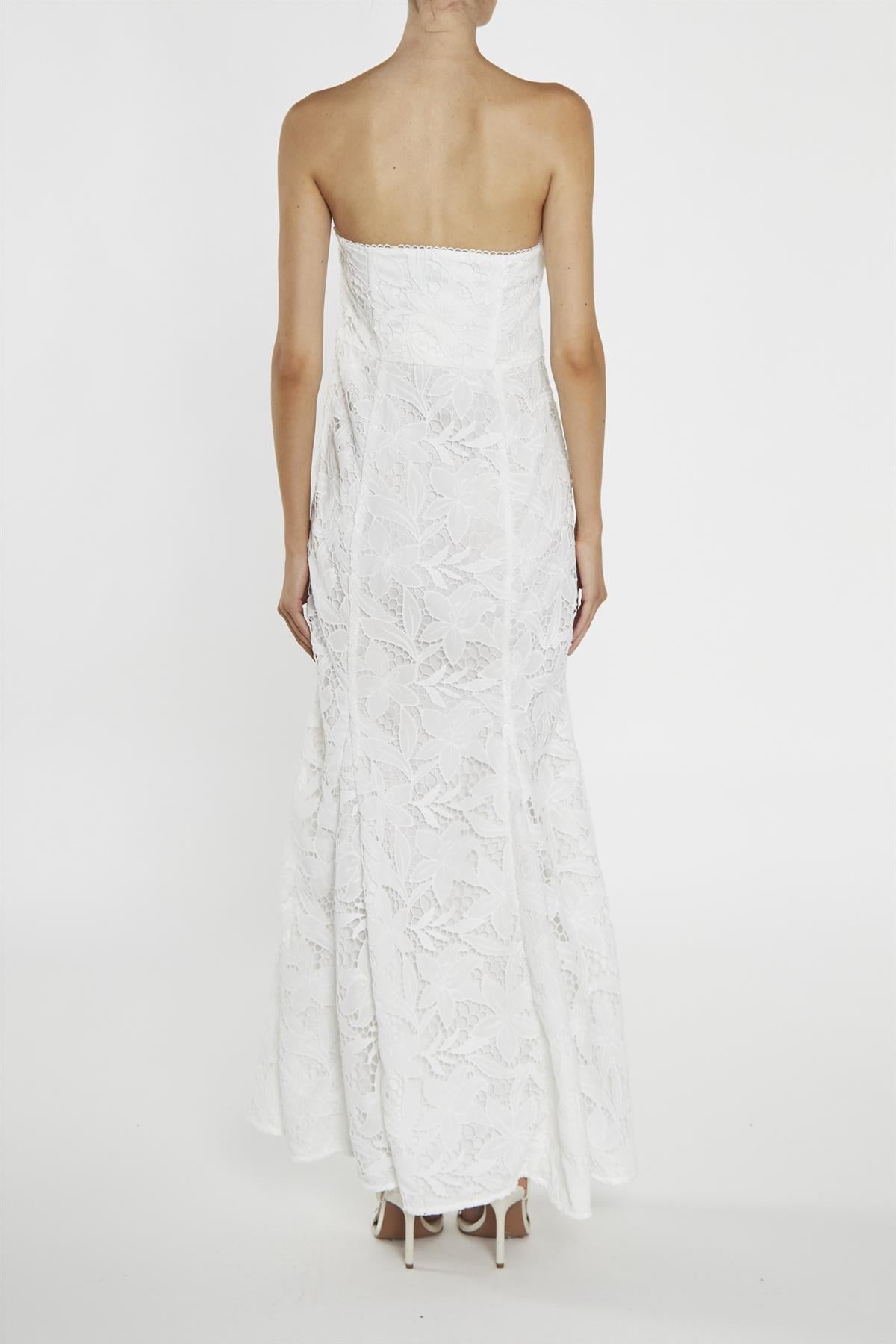 Camille White Strapless Button-Down Maxi Dress-image-2