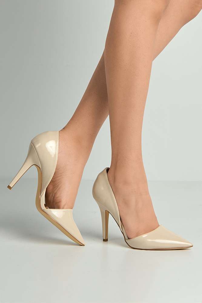 Miss Diva Nude Milaya Cut-out Side Pointed Toe Court Shoes