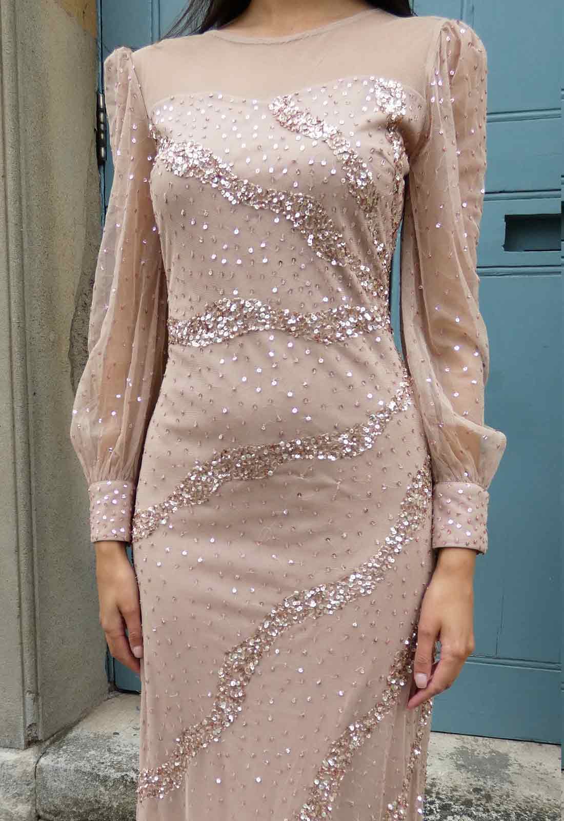 Raishma Couture Nude Capri Maxi Dress-115039