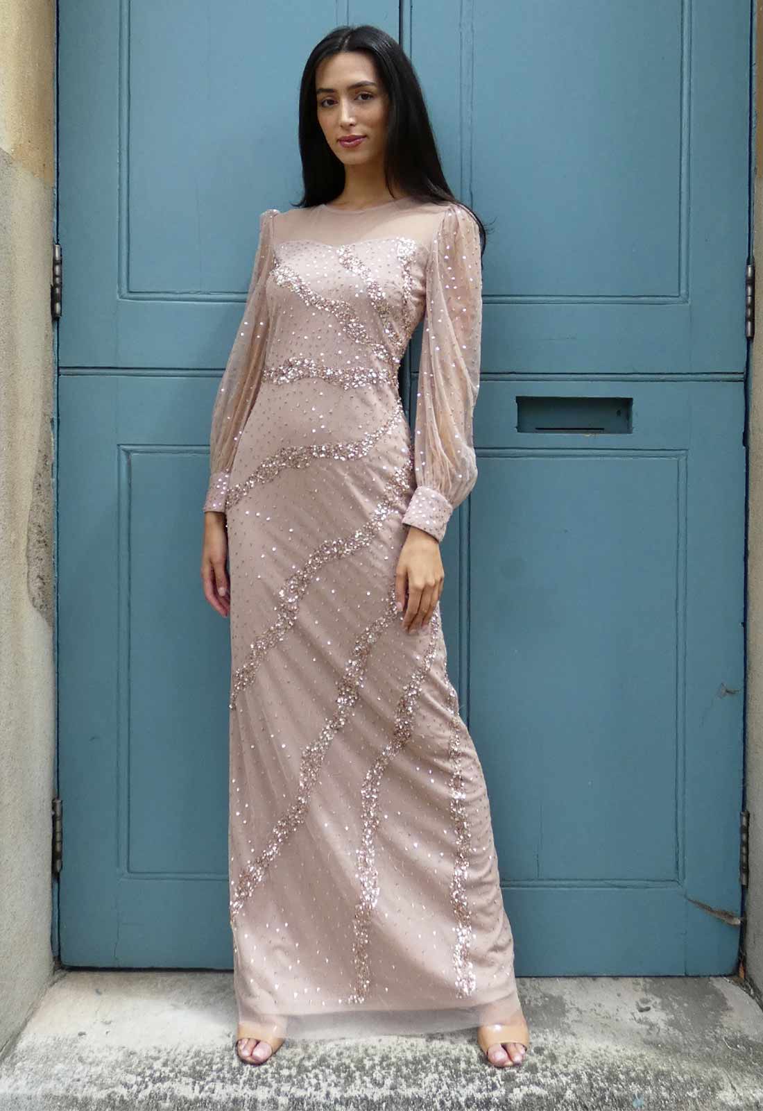 Raishma Couture Nude Capri Maxi Dress-0