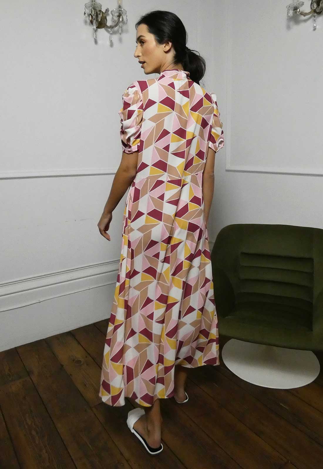 Raishma Studio Pink Colette Print Midi Dress-113723