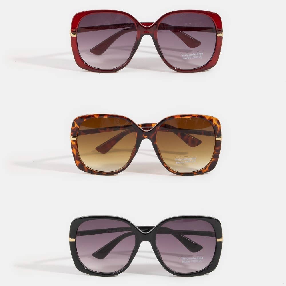 Soul Of Sita Oversized Square Gold Temple Accent Sunglasses: Assorted