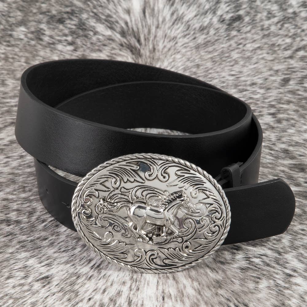 Soul Of Sita Large Western Horse Medallion Buckle Belt: Gbk