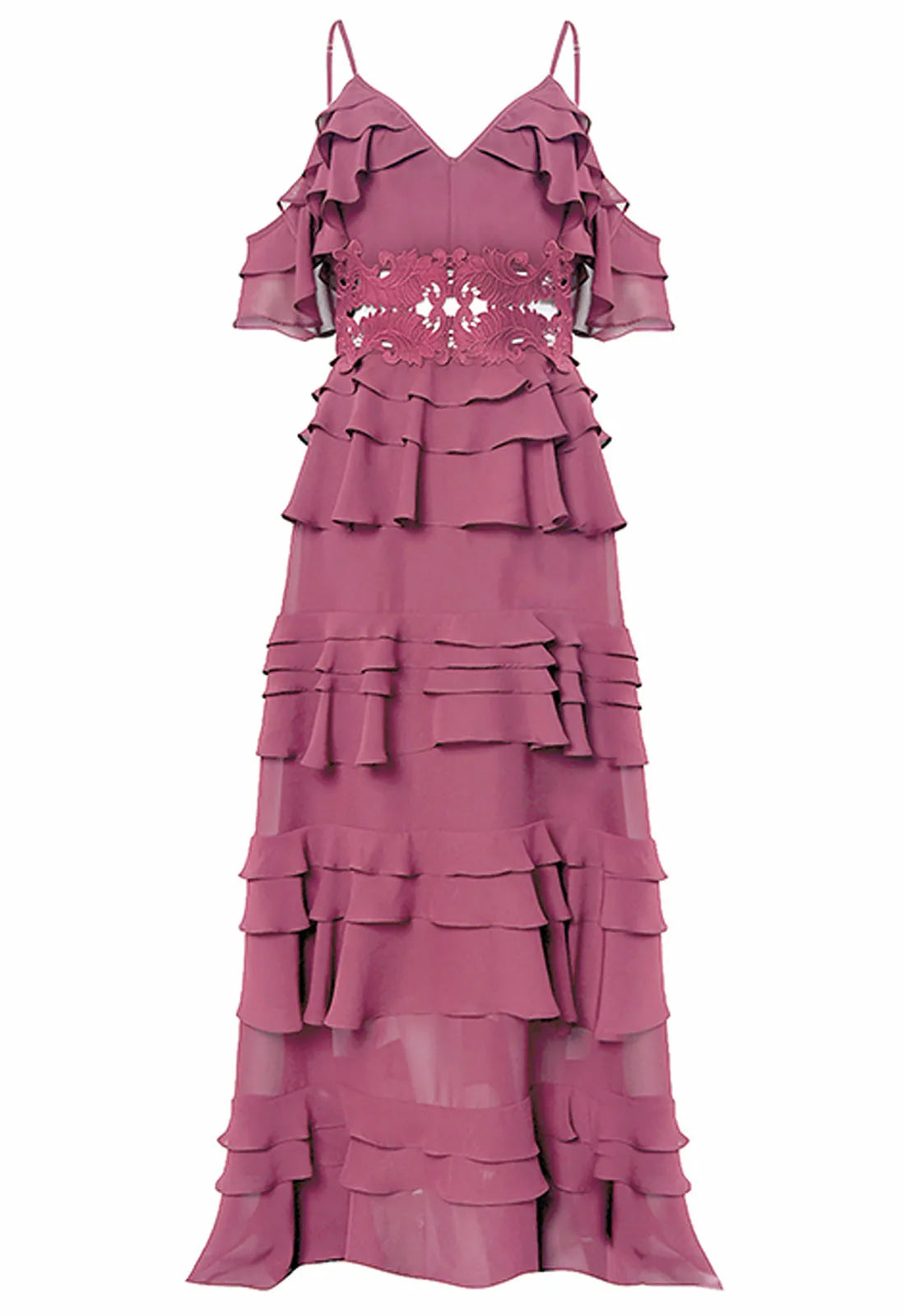 True Decadence Pink Ruffle Maxi Dress-110705