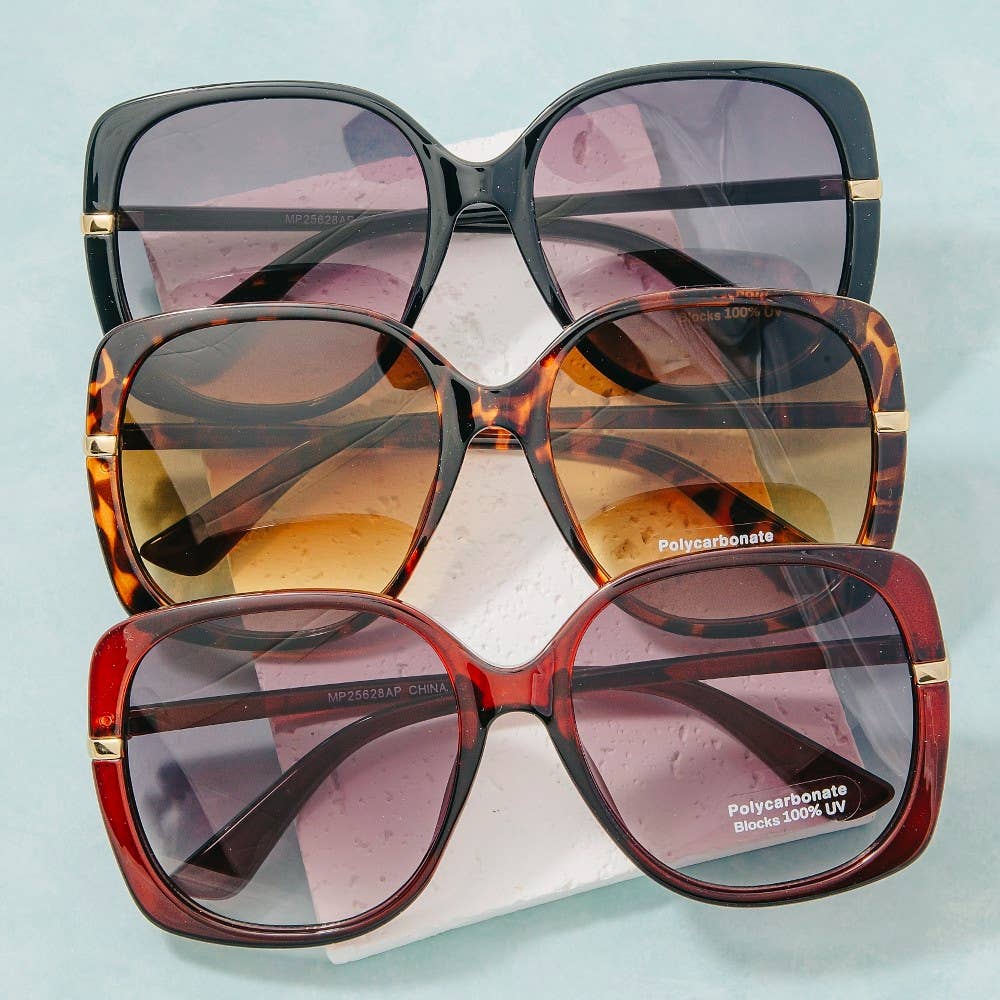 Soul Of Sita Oversized Square Gold Temple Accent Sunglasses: Assorted