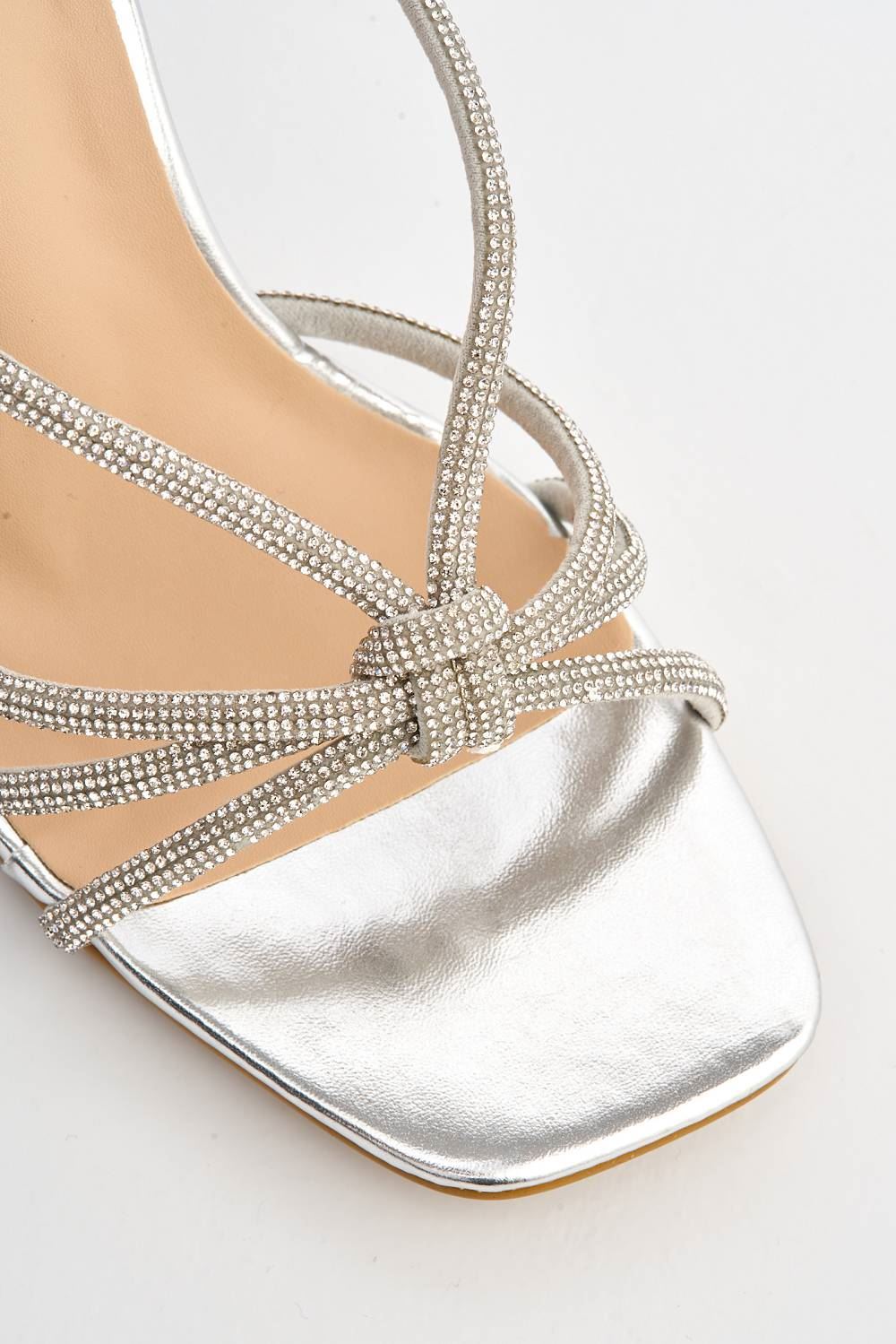 Miss Diva Elliana Diamante Embellished Heeled Sandals in Silver