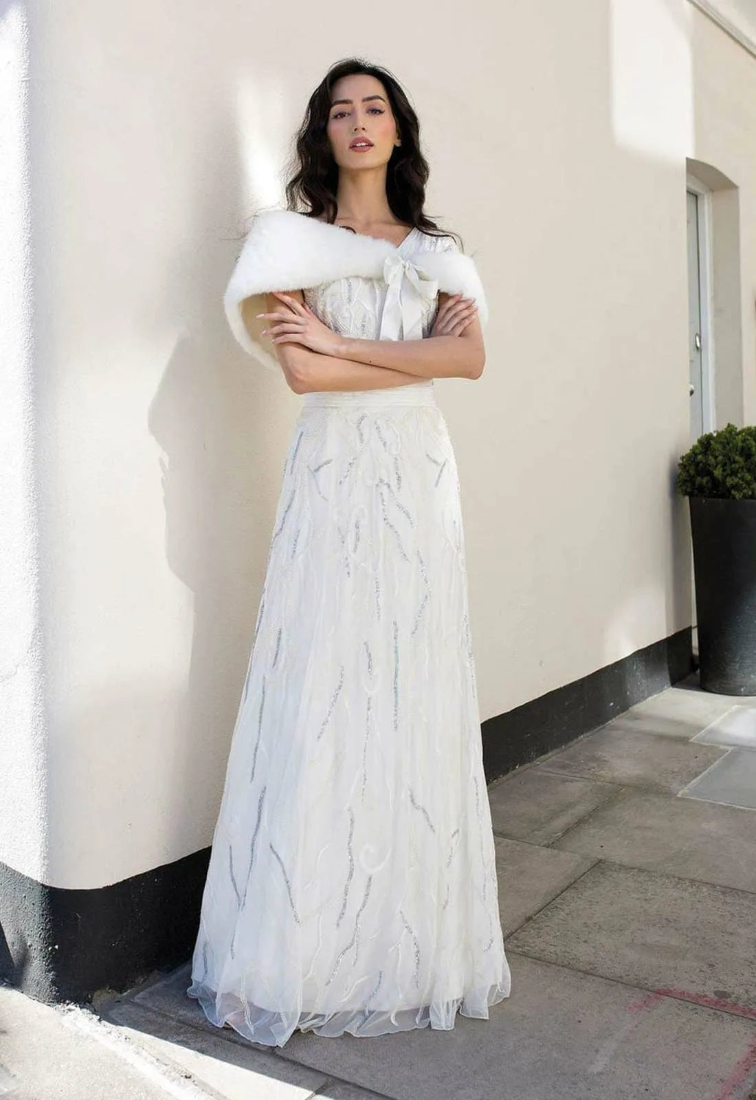 Raishma White Sequin Eden Maxi Gown-0