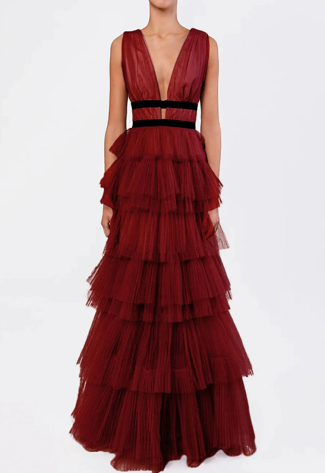 True Decadence Burgundy Eliza Maxi Dress