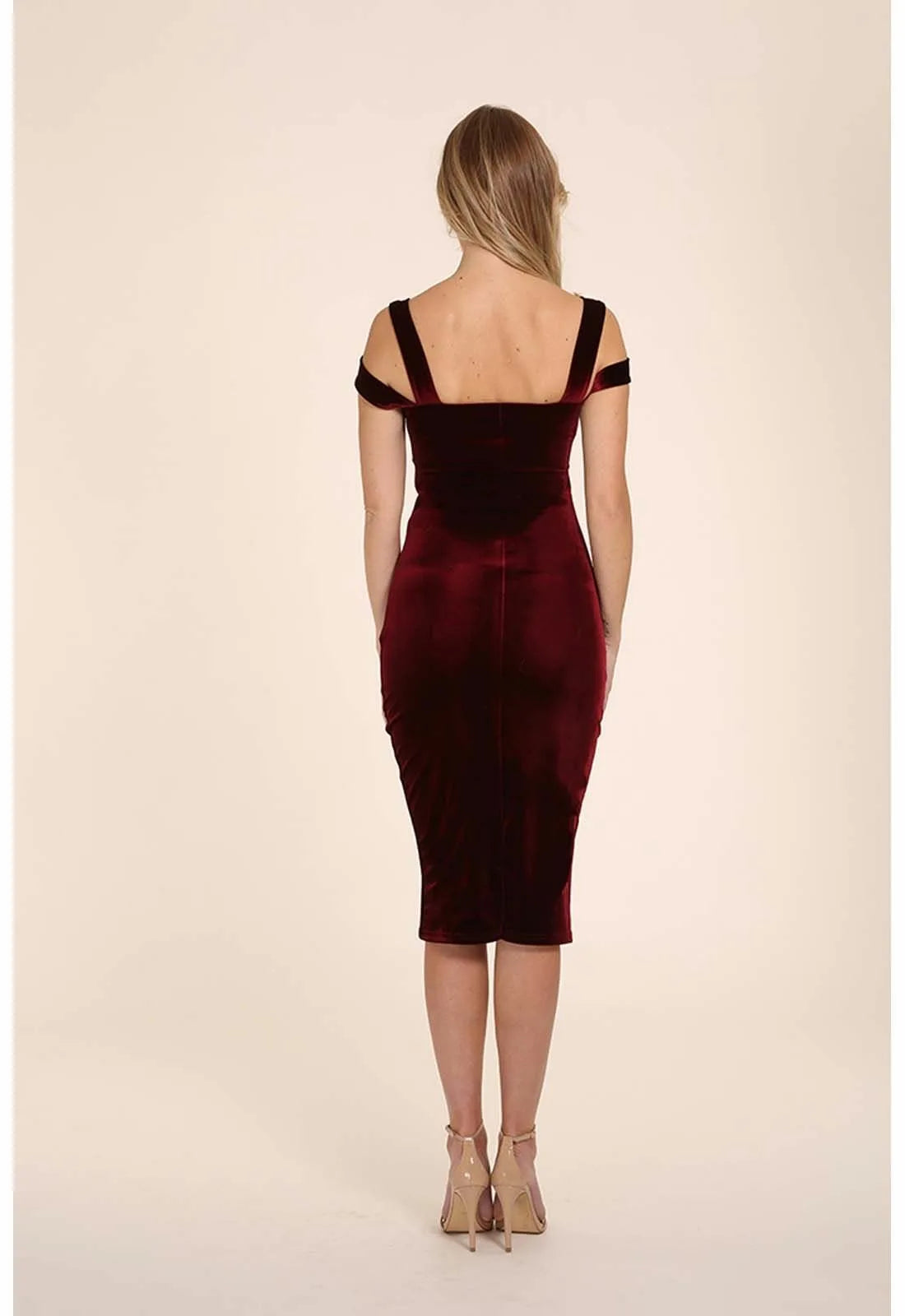 Honor Gold Evie Berry Velvet Midi Dress-30832