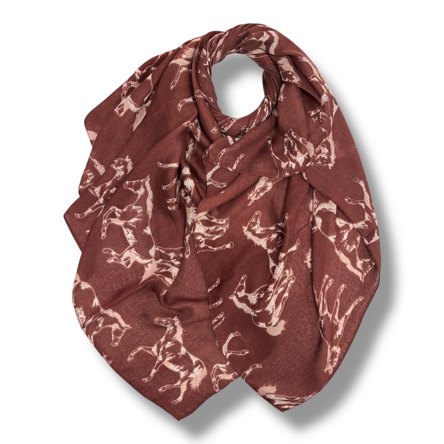 Soul Of Sita Horse Print On Solid Canvas: Burgundy