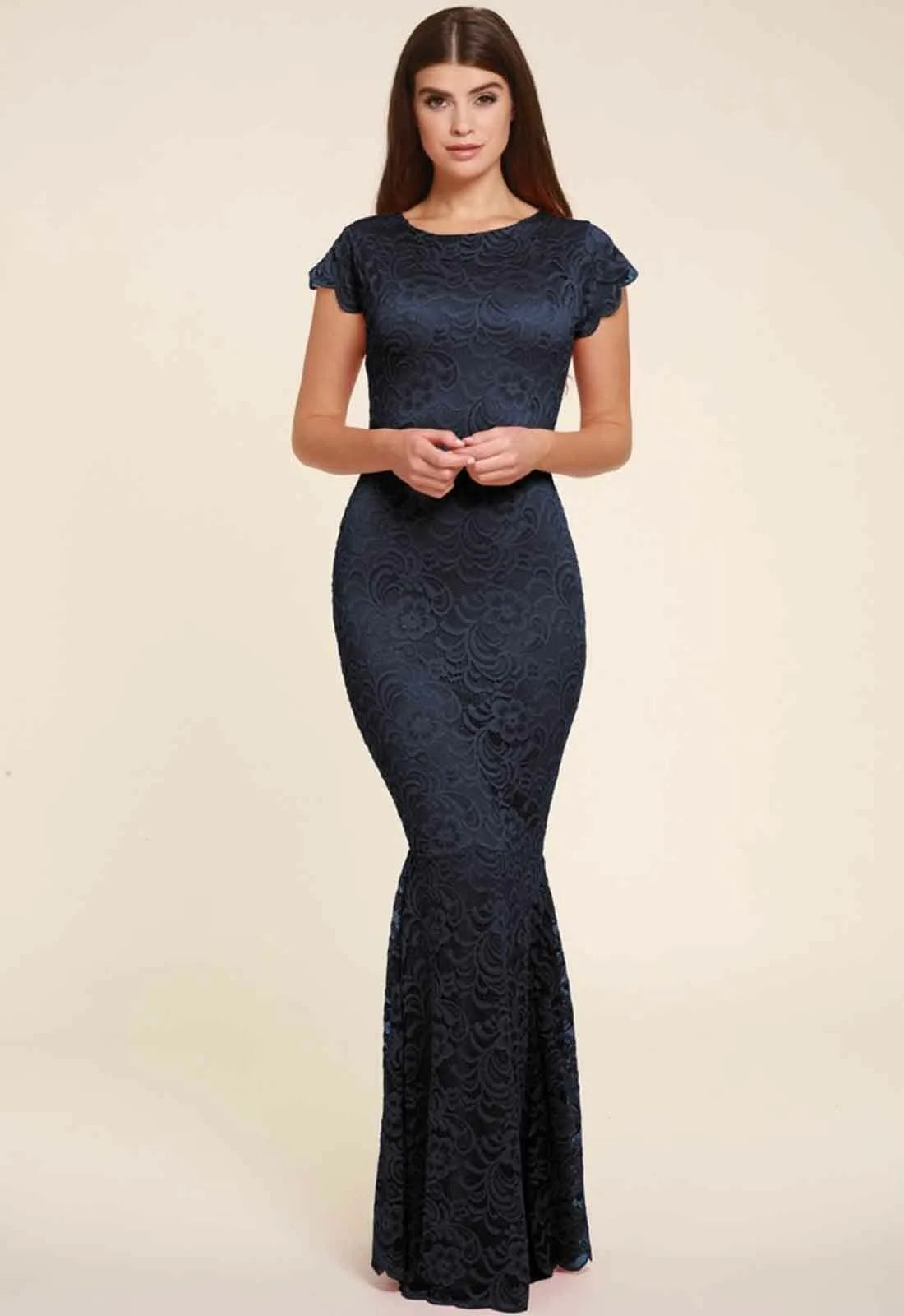 Honor Gold Faye Cap Sleeve Maxi in Navy-19551