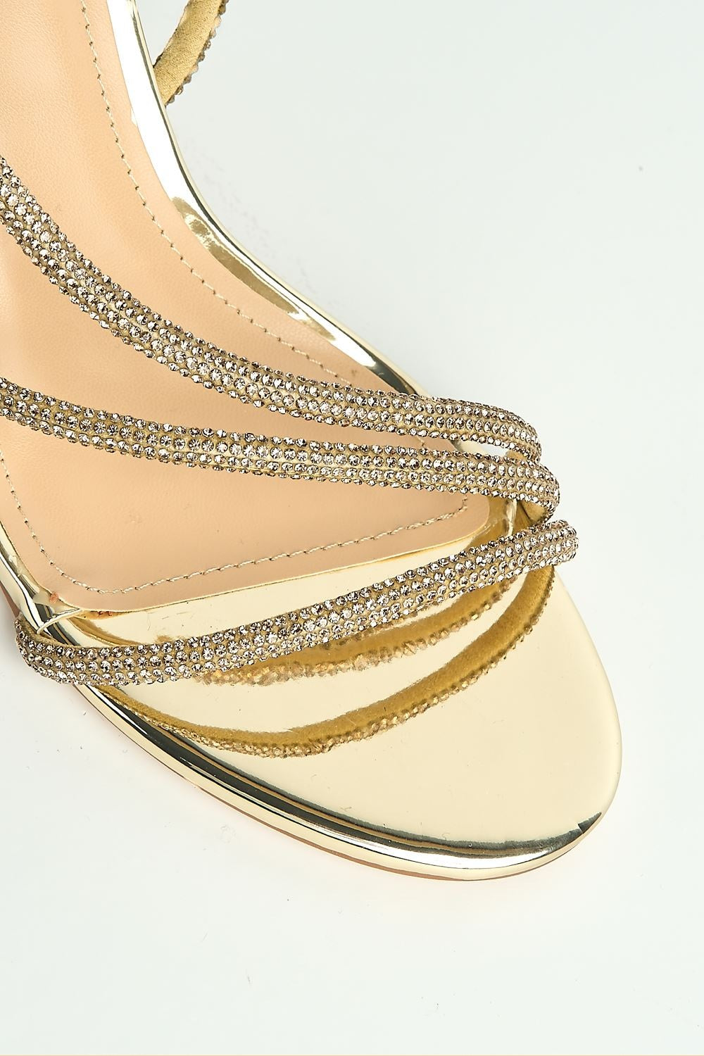 Cady 3 Diamante Band Stiletto Heeled Sandals in Gold