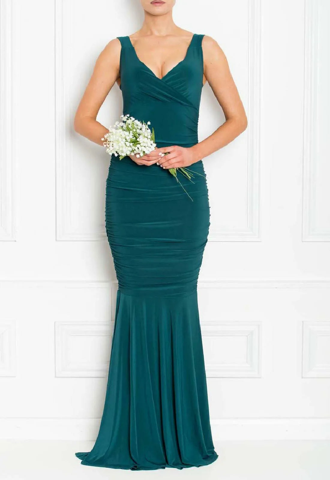 Honor Gold Forest Green Gabby Fishtail Maxi Dress-62735