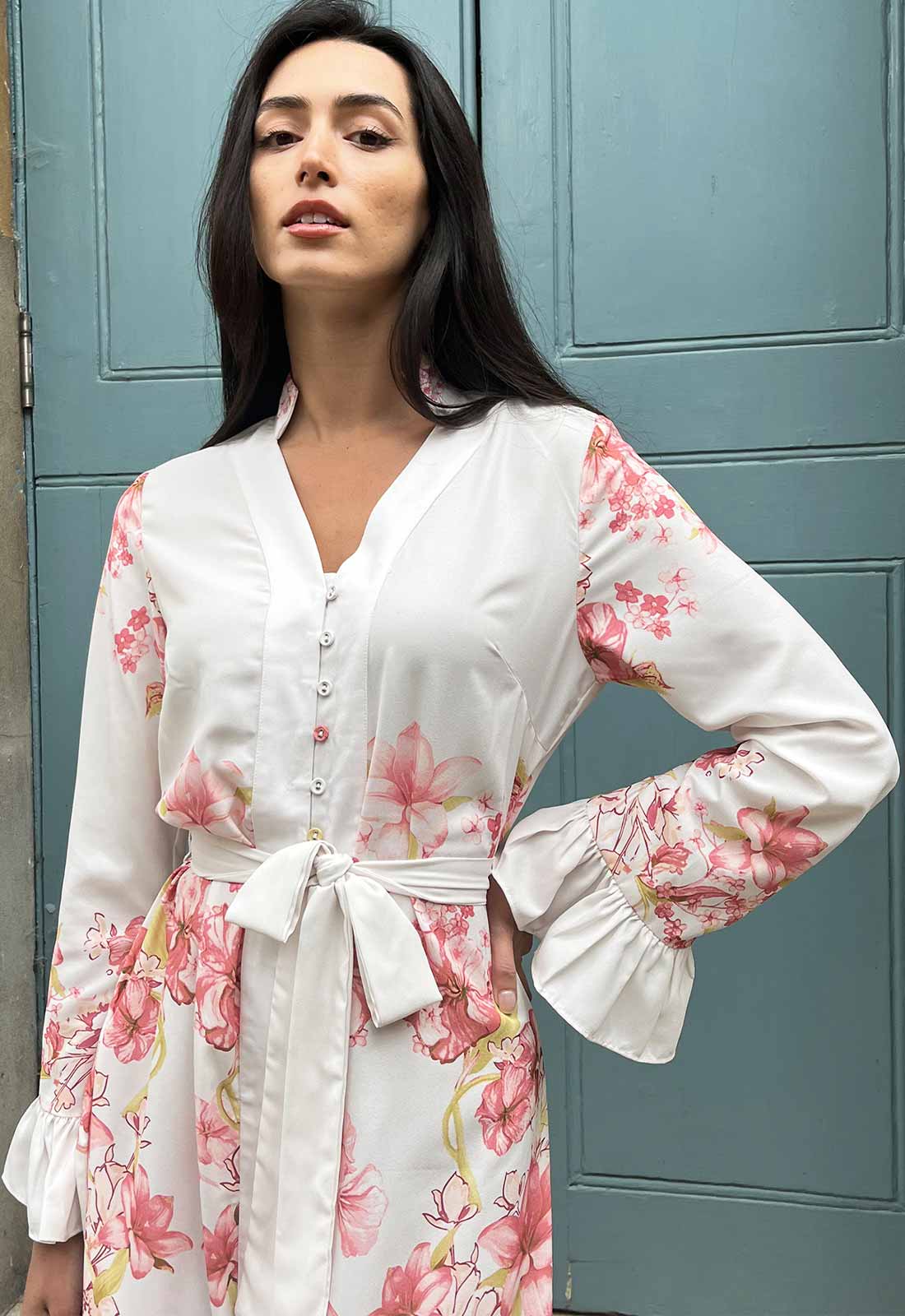 Raishma Studio White Genevieve Floral Midi Dress-114210