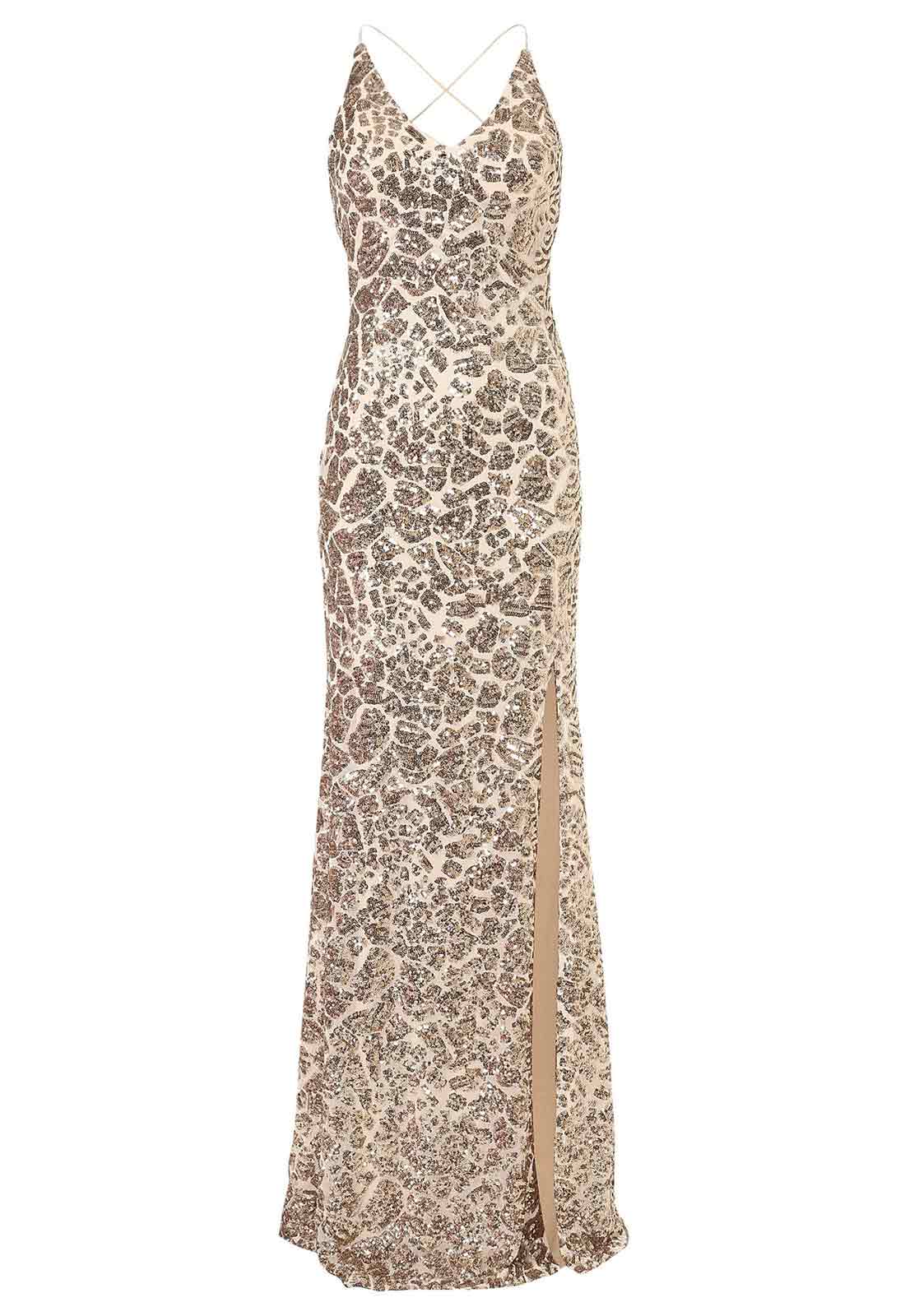 Honor Gold Gia Sparkle Sequin Maxi in Gold-60597