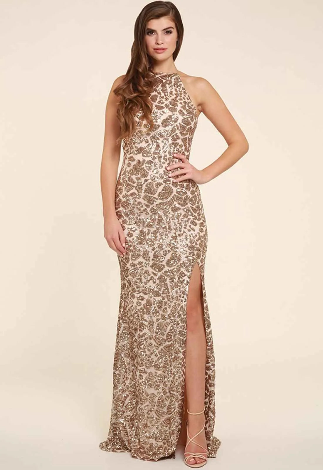Honor Gold Harley Sparkle Sequin Maxi in Gold-16327