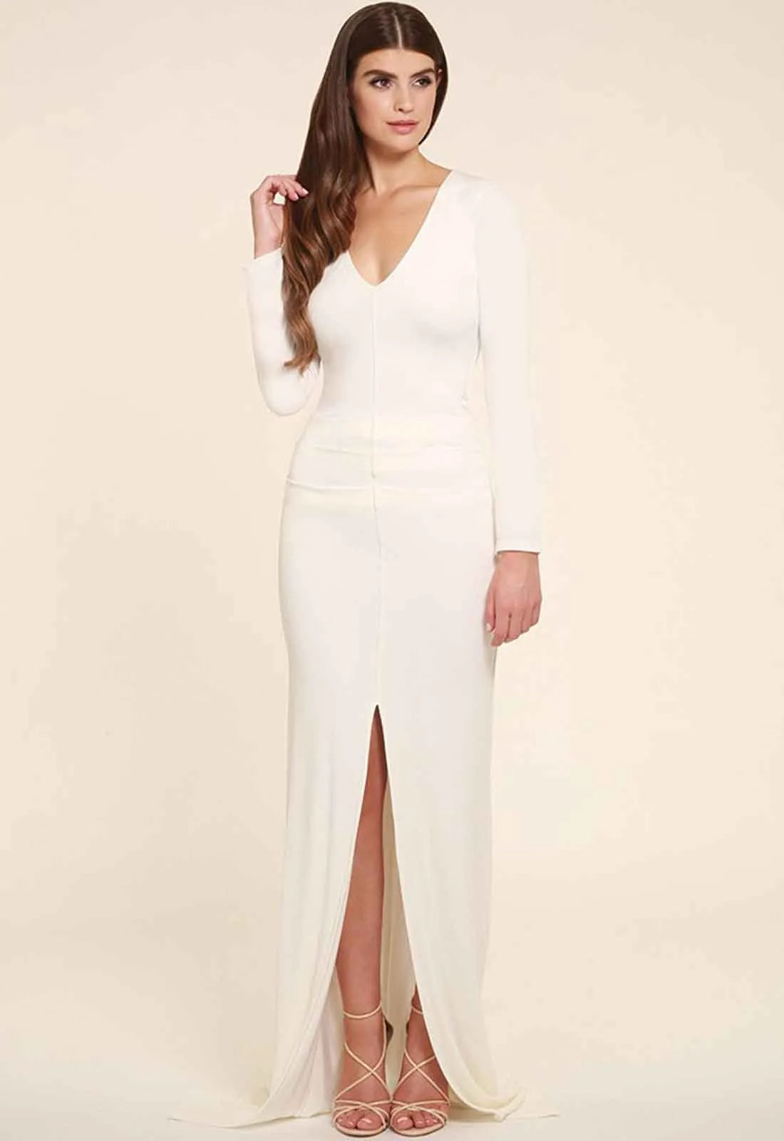 Honor Gold Jessica Long Sleeve Maxi Dress in White-23905