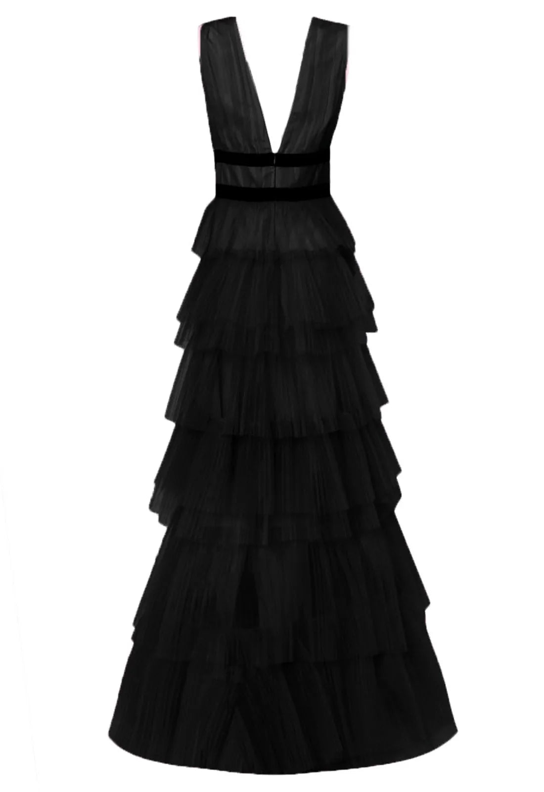 True Decadence Black Layered Tulle Maxi Dress-109784