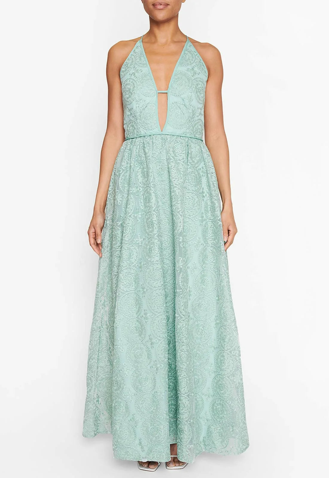 True Decadence Green Plunge Maxi Dress