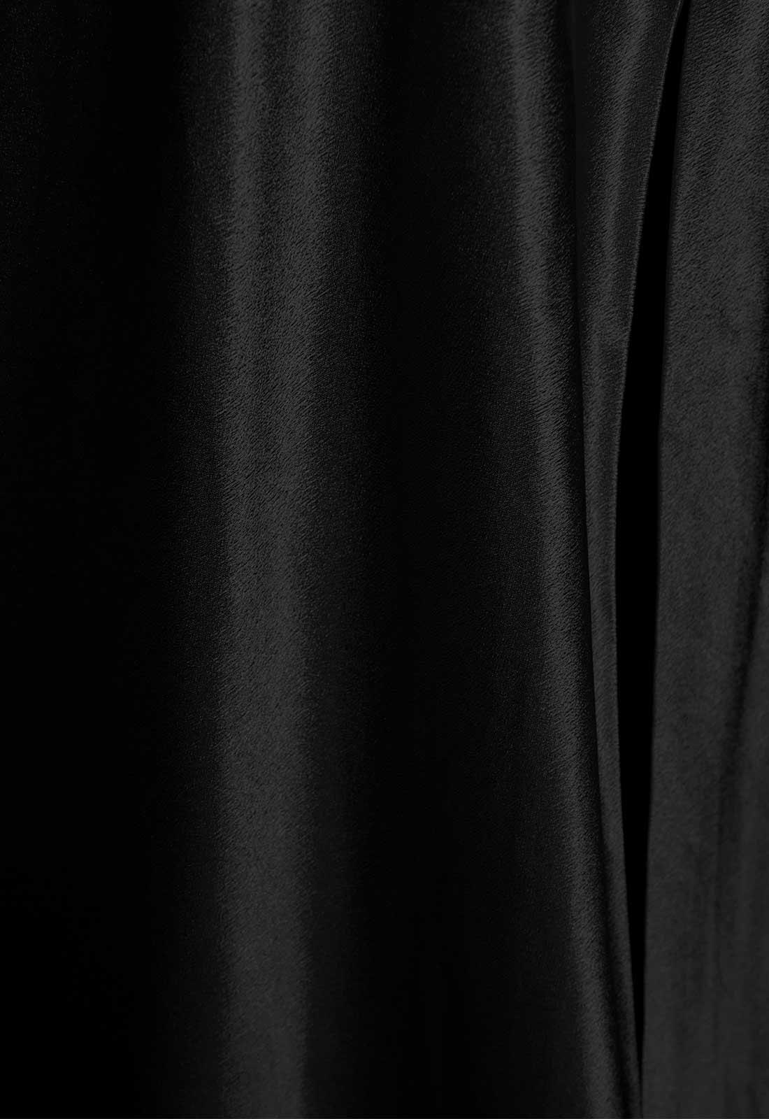 True Decadence Black Satin Slip Maxi Dress-109827