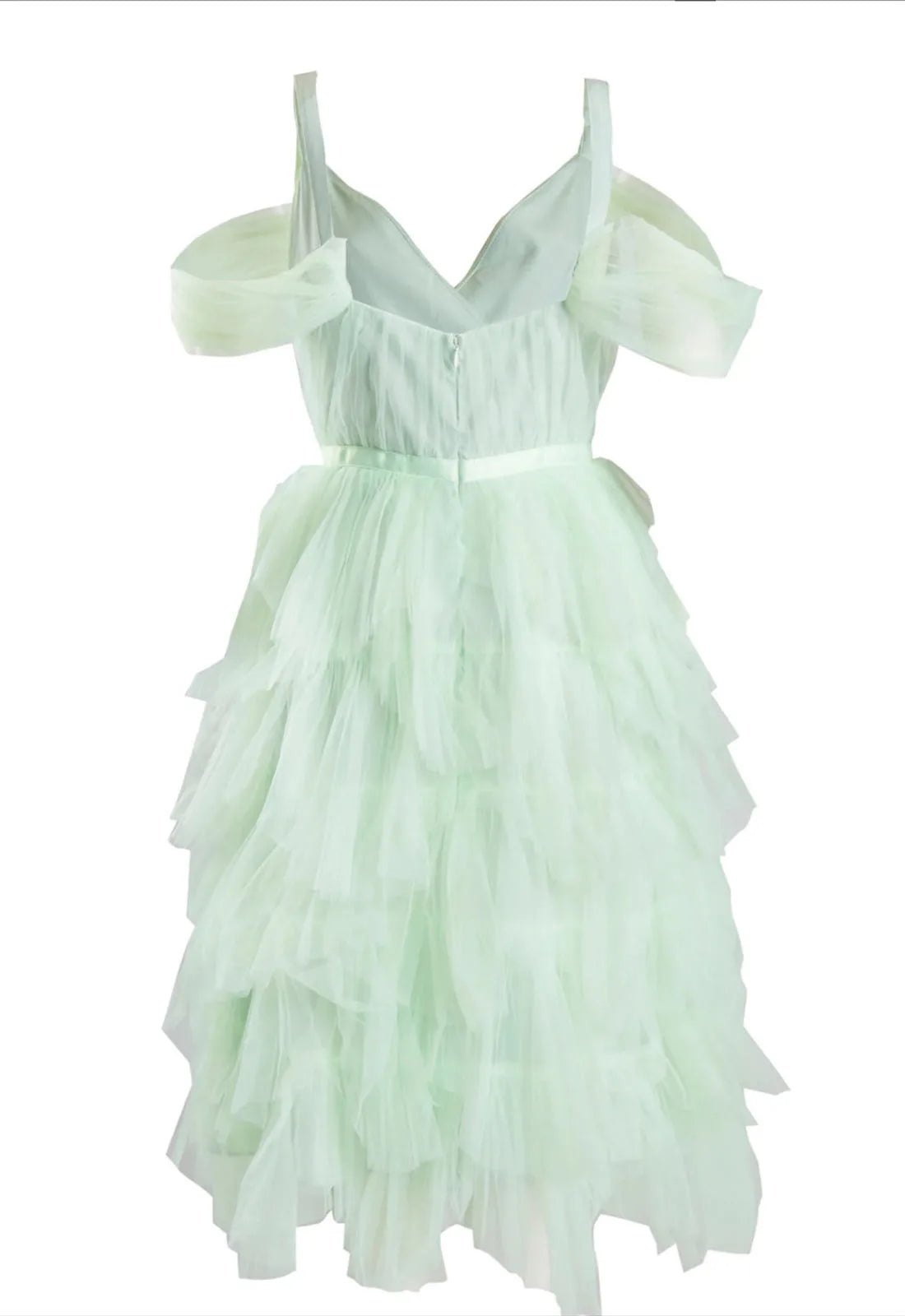 True Decadence Isla Pale Lime Pleated Petal Skirt Midi-Dress
