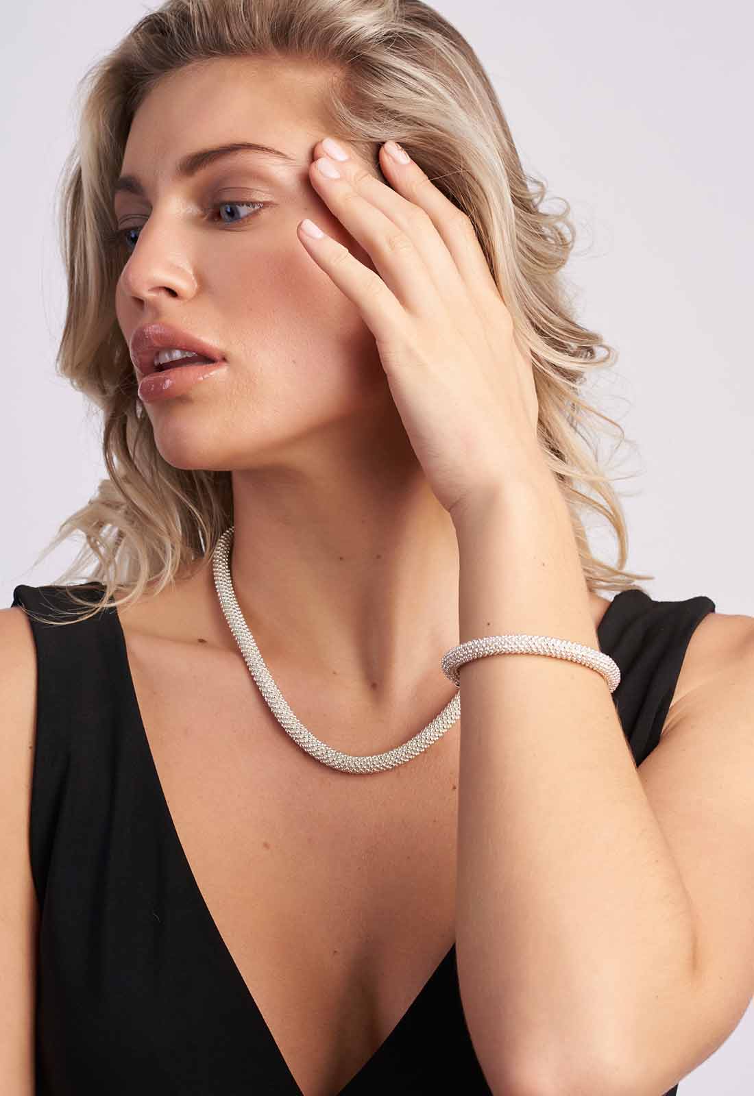 Always Chic Silver Snow Slice Necklace-91644